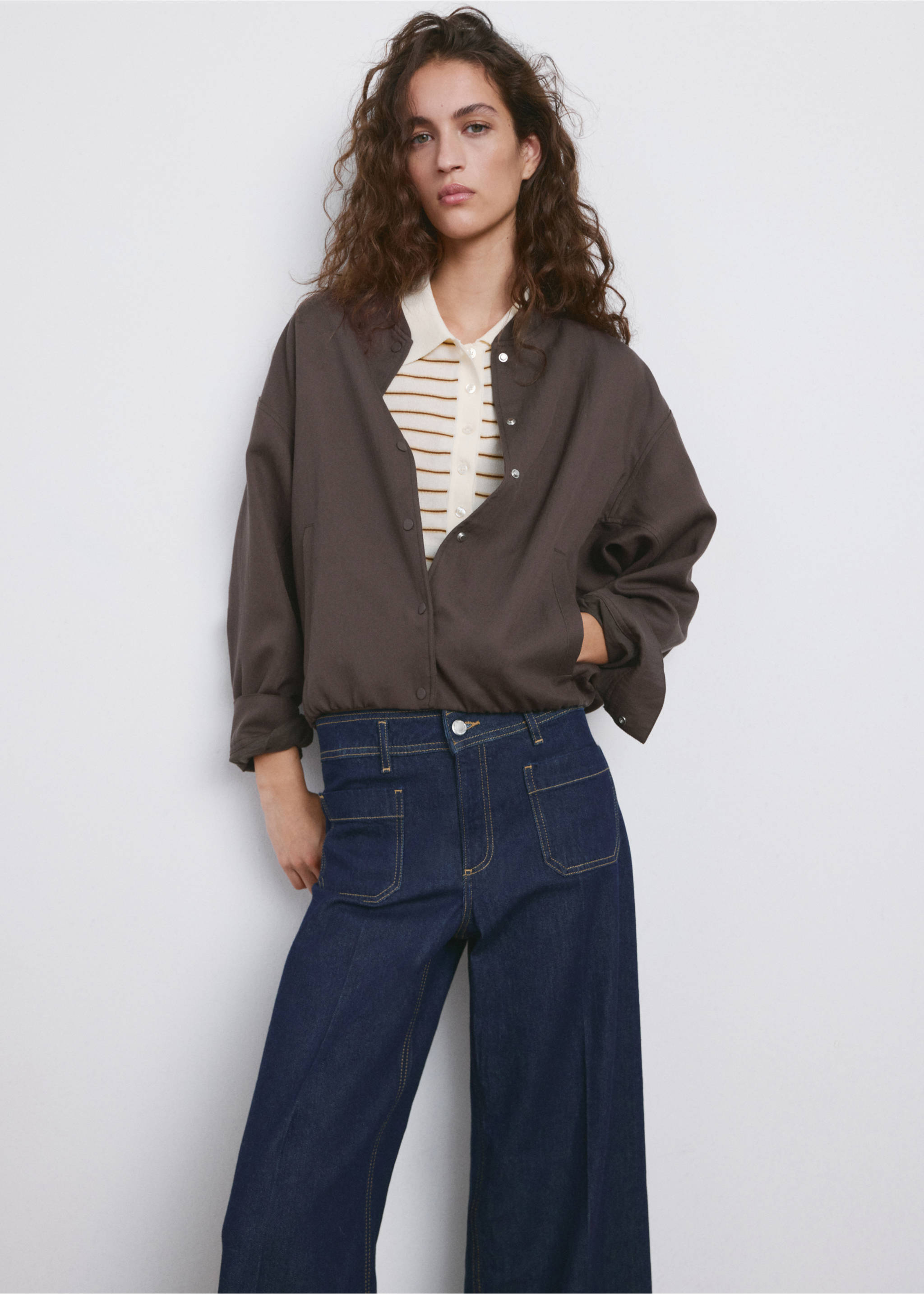 Lyocell bomber jacket - Details of the article 2, Purple. Ref: 27046346-01.