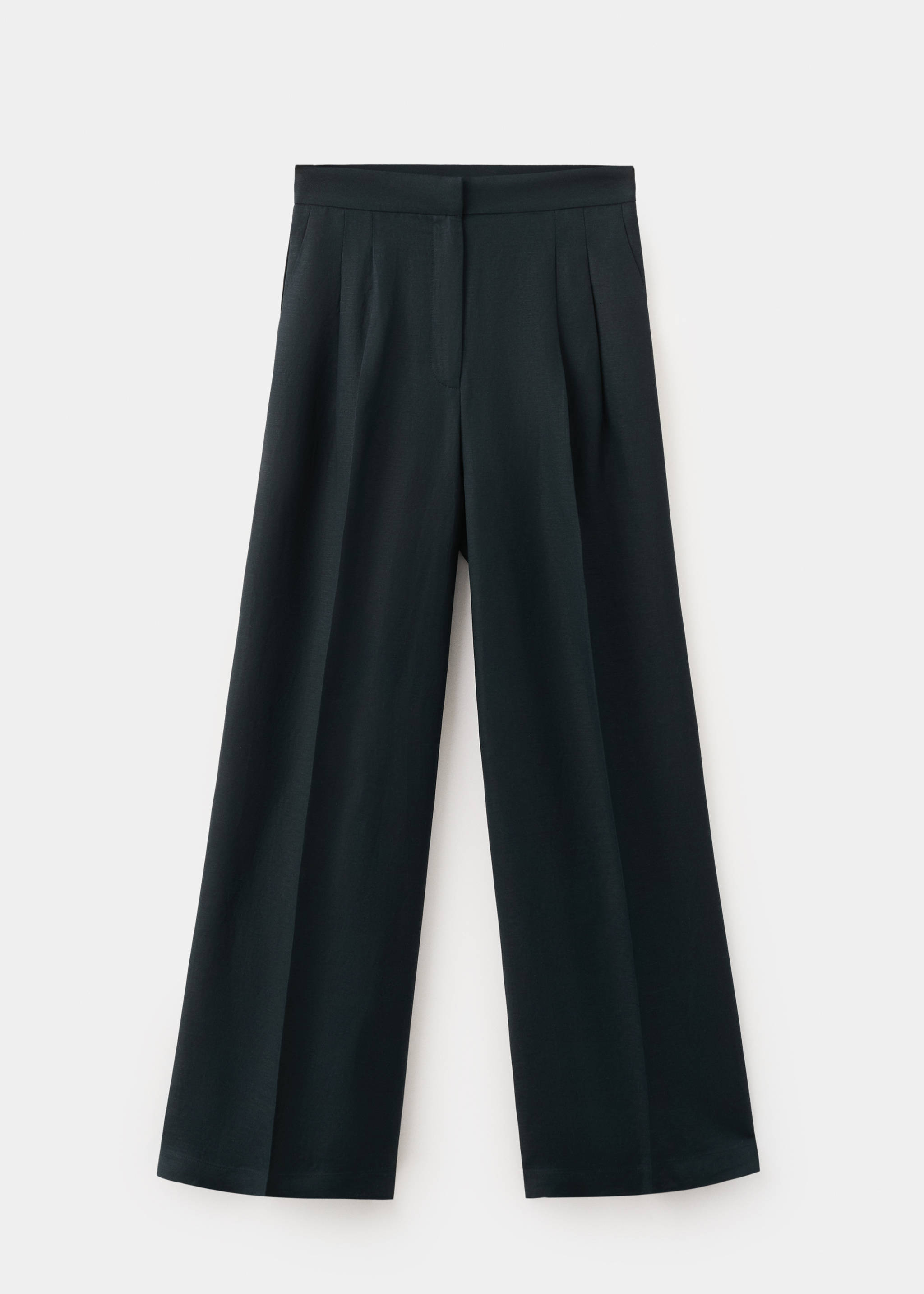 Straight-fit linen trousers with pleats - Article without model