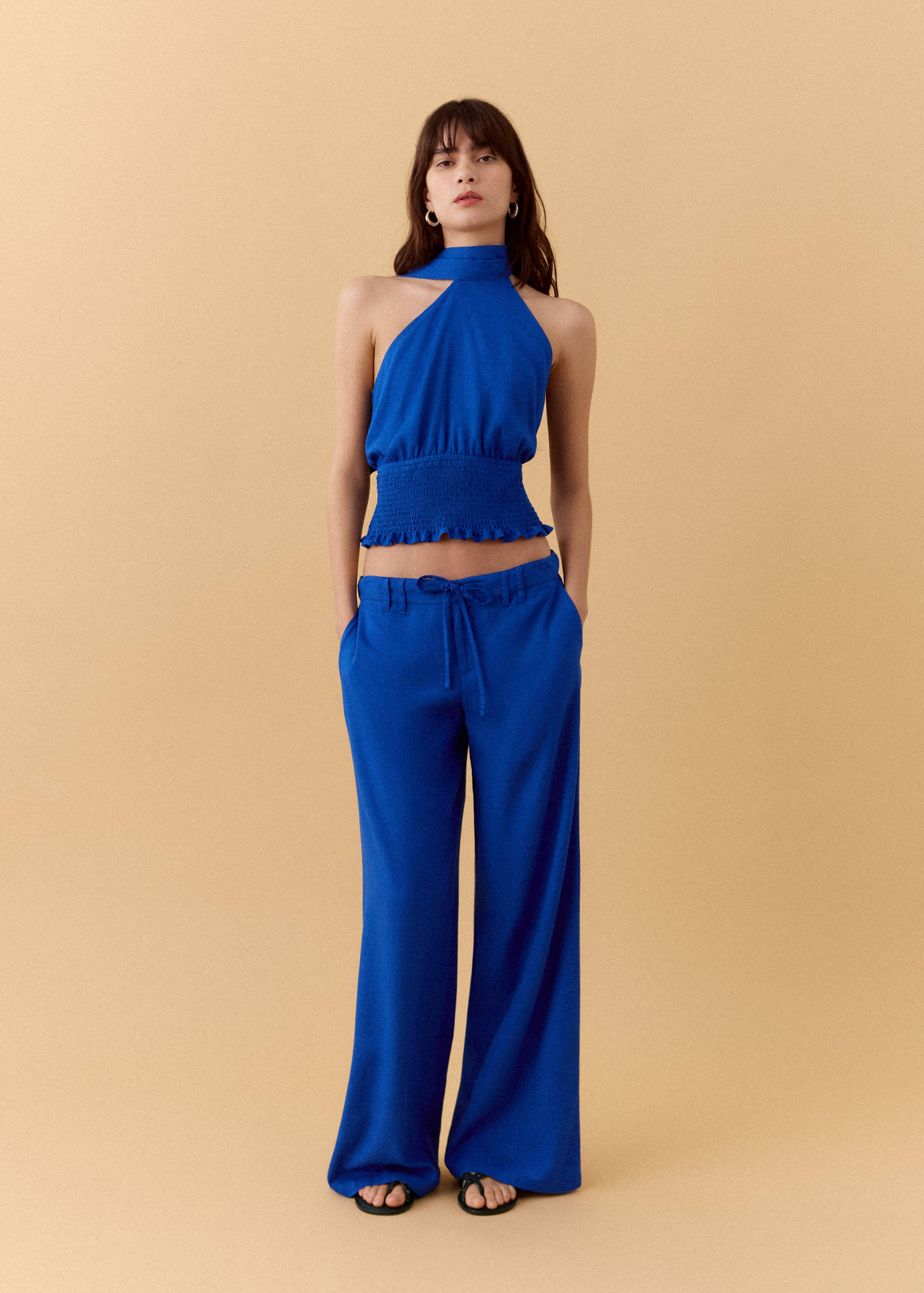 Top halter mezcla lino - Plano general