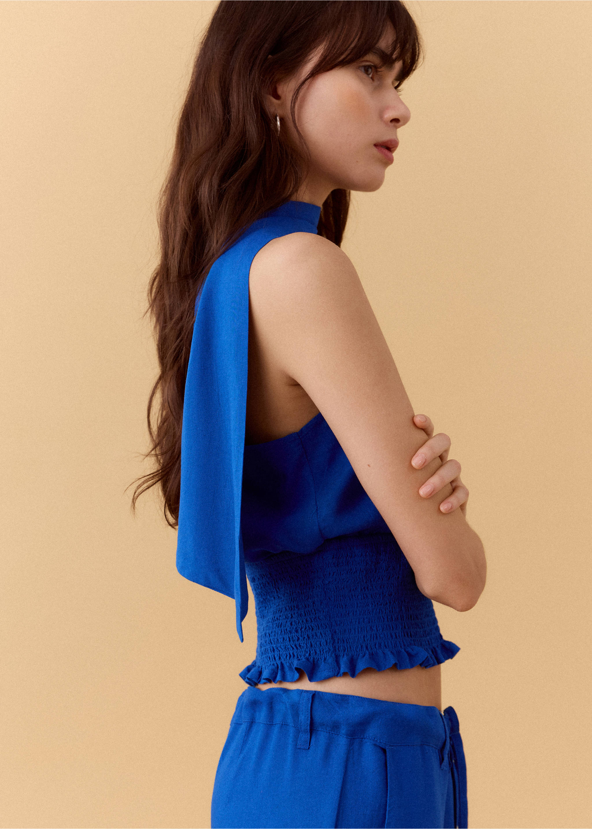 Top hàlter barreja lli - Detall de l'article 1, Blau elèctric. Ref: 27046348-00.