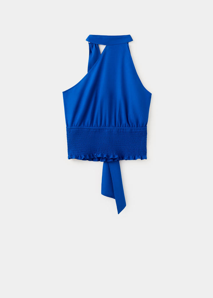 Halter top in linen blend — Vibrant blue