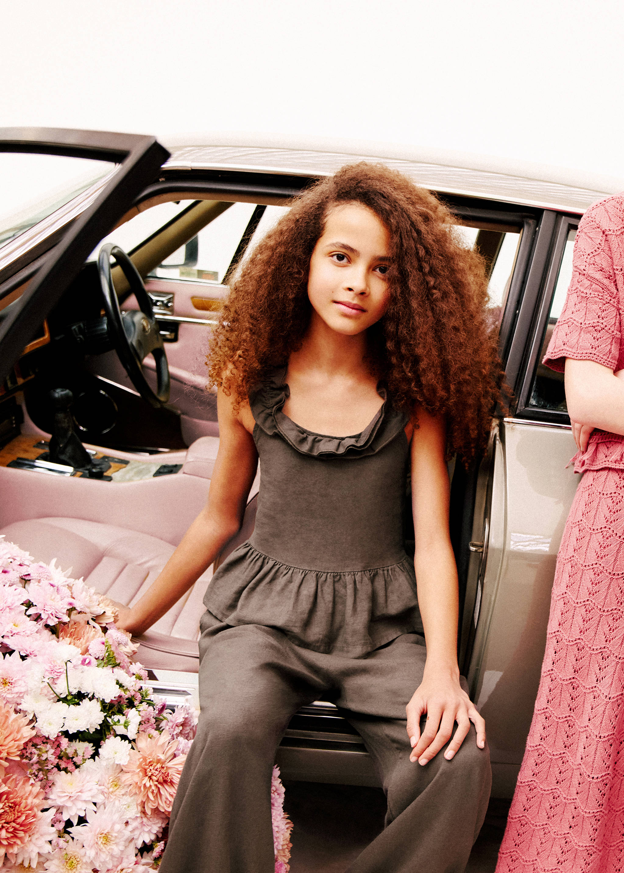 Топ из смесовой льняной ткани с оборками - Общий план