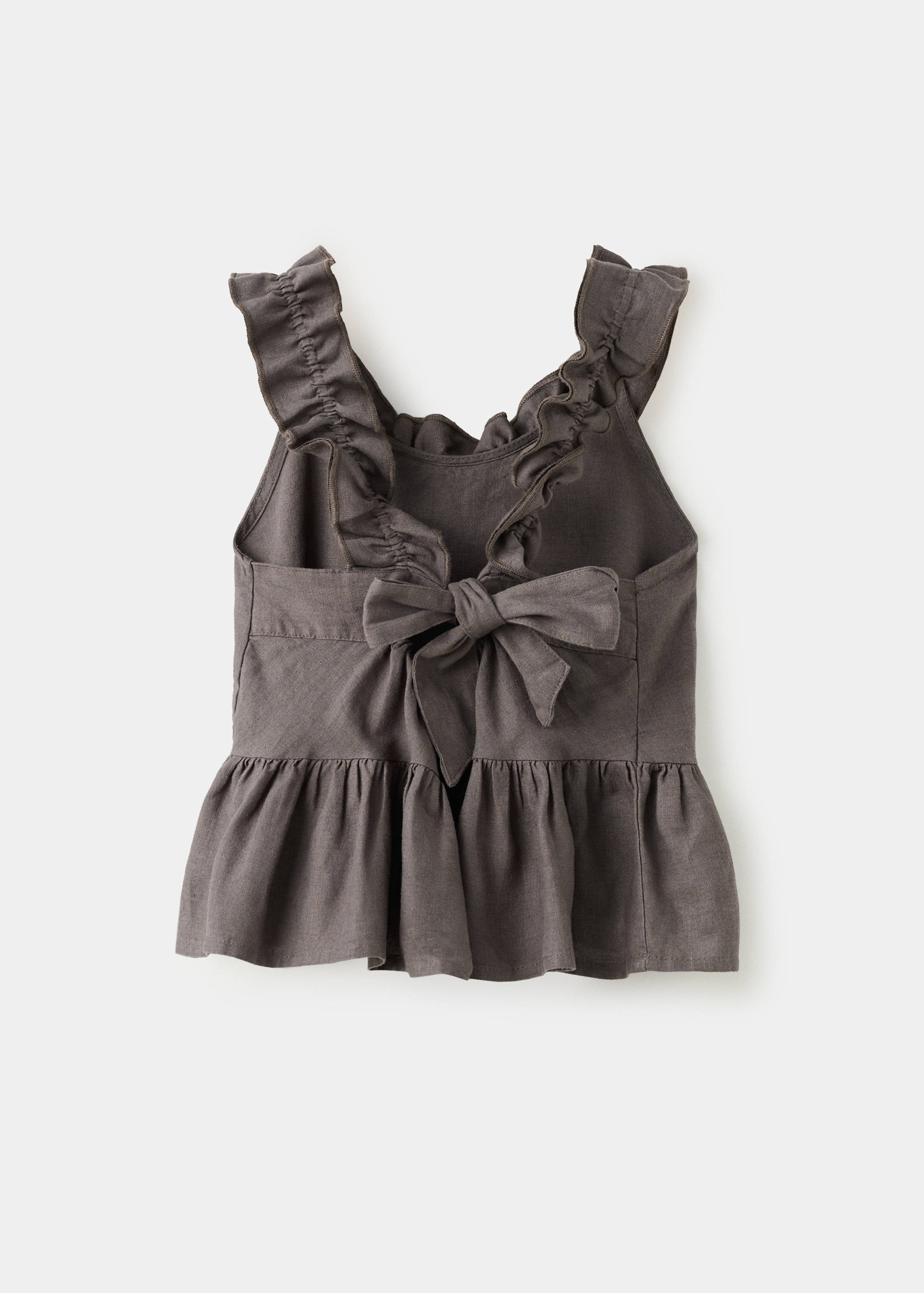 Топ из смесовой льняной ткани с оборками - Обратная сторона изделия