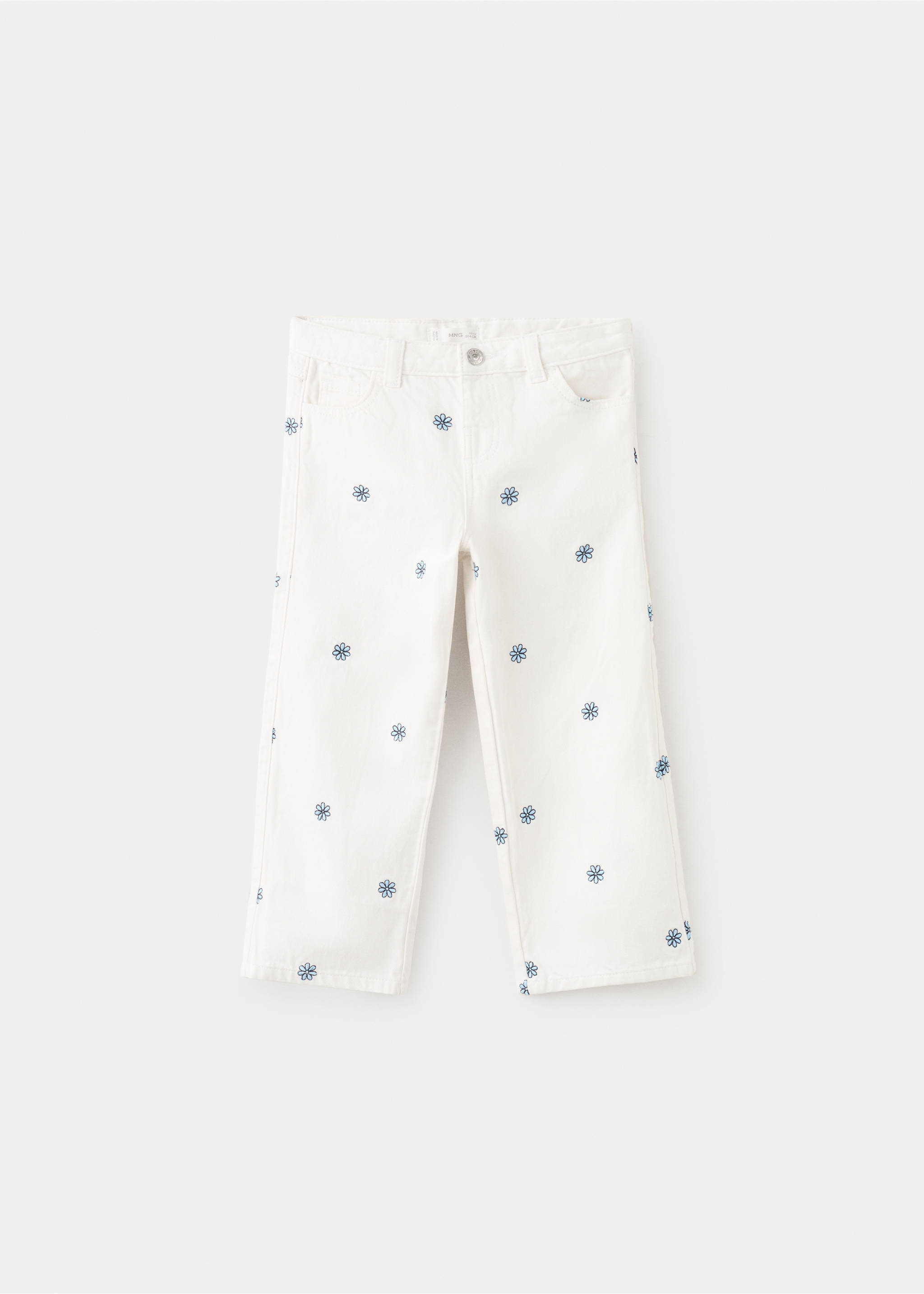Jeans rectos bordado flores - Artículo sin modelo, Blanco roto. Ref: 27046353-00.