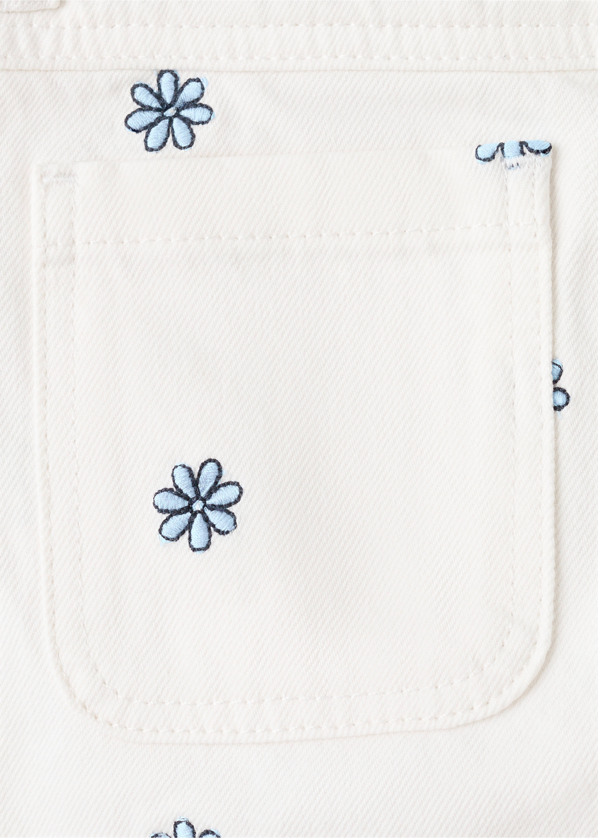 Jeans rectos bordado flores - Detalle del artículo 0, Blanco roto. Ref: 27046353-00.