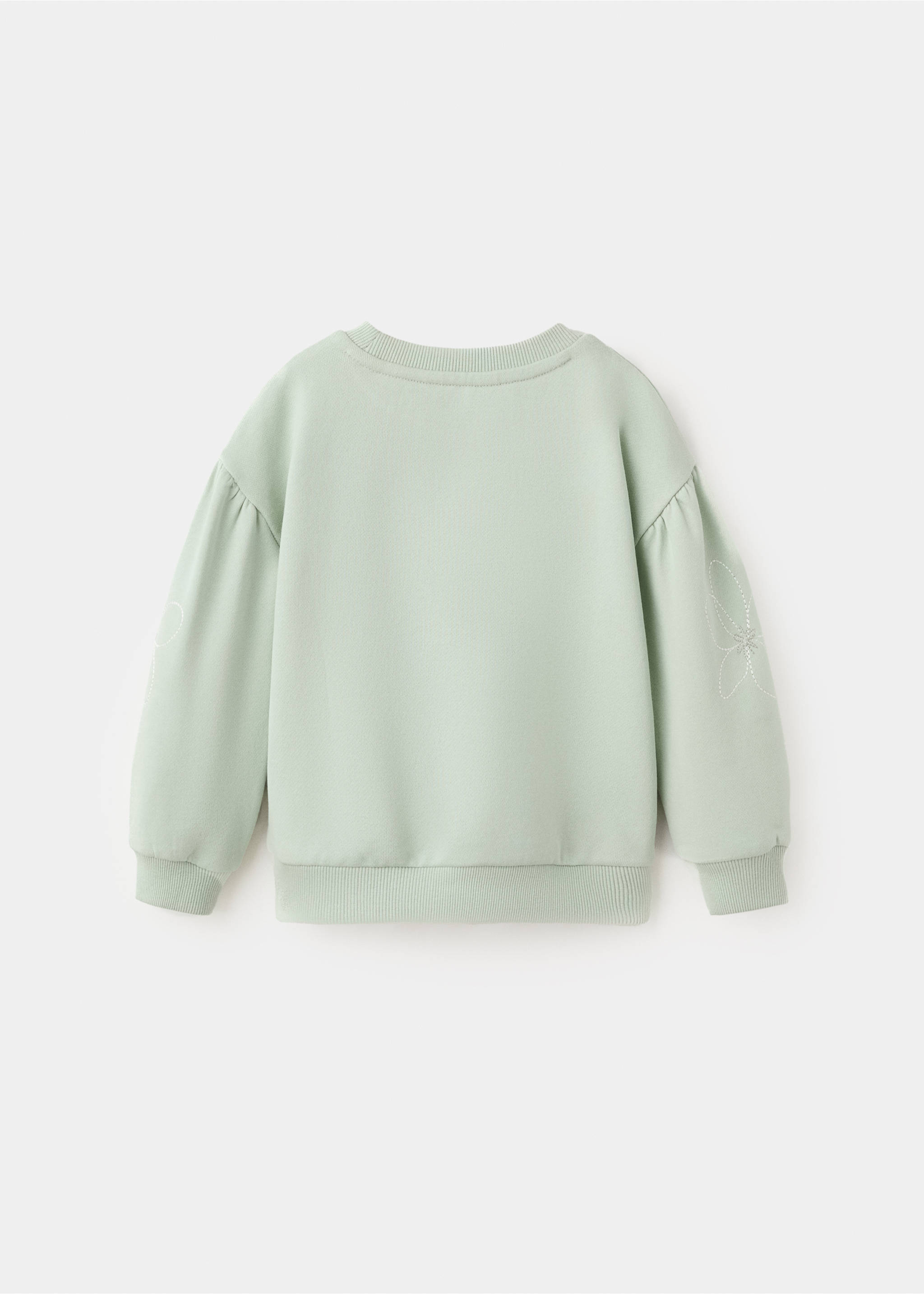 Hanorac bumbac cu flori brodate - Spatele articolului, Verde-aqua. Ref: 27046354-00.