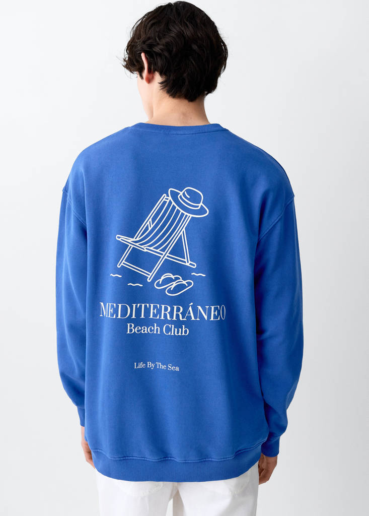Printed cotton sweatshirt — Vibrant blue