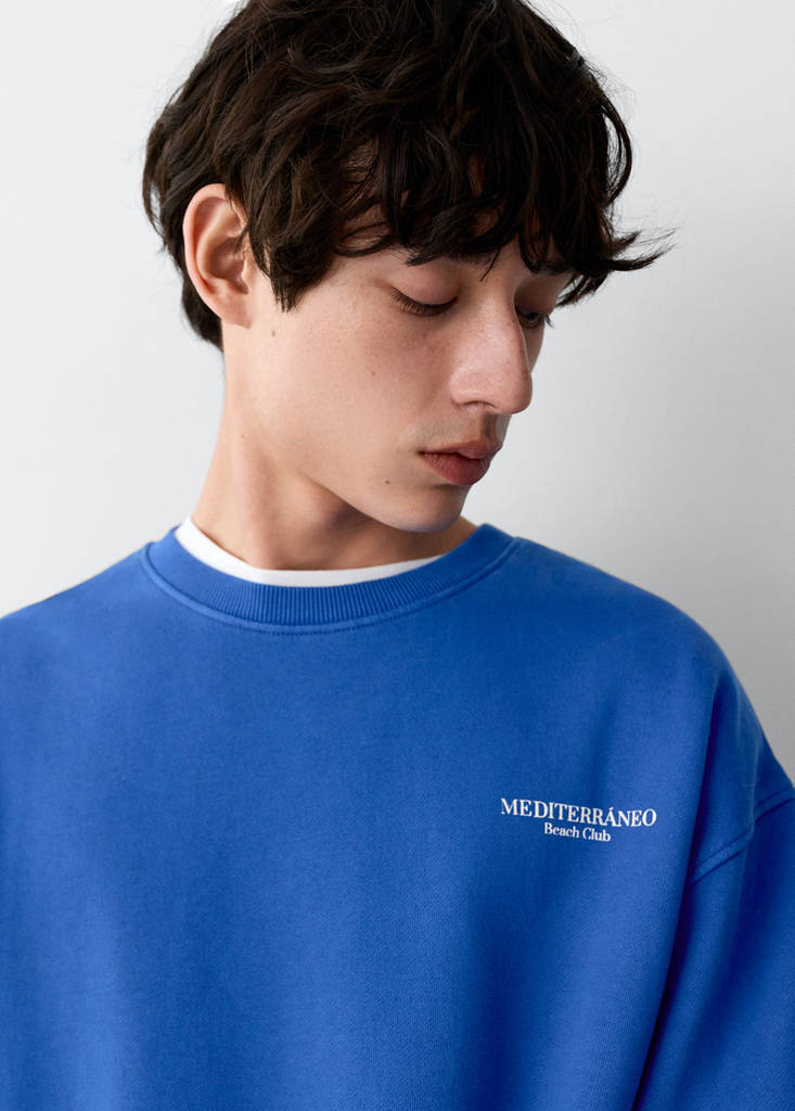 Printed cotton sweatshirt — Vibrant blue