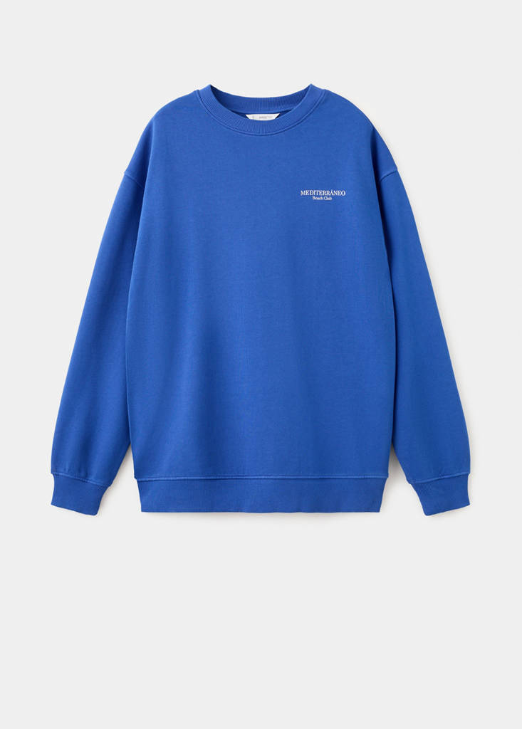 Printed cotton sweatshirt — Vibrant blue
