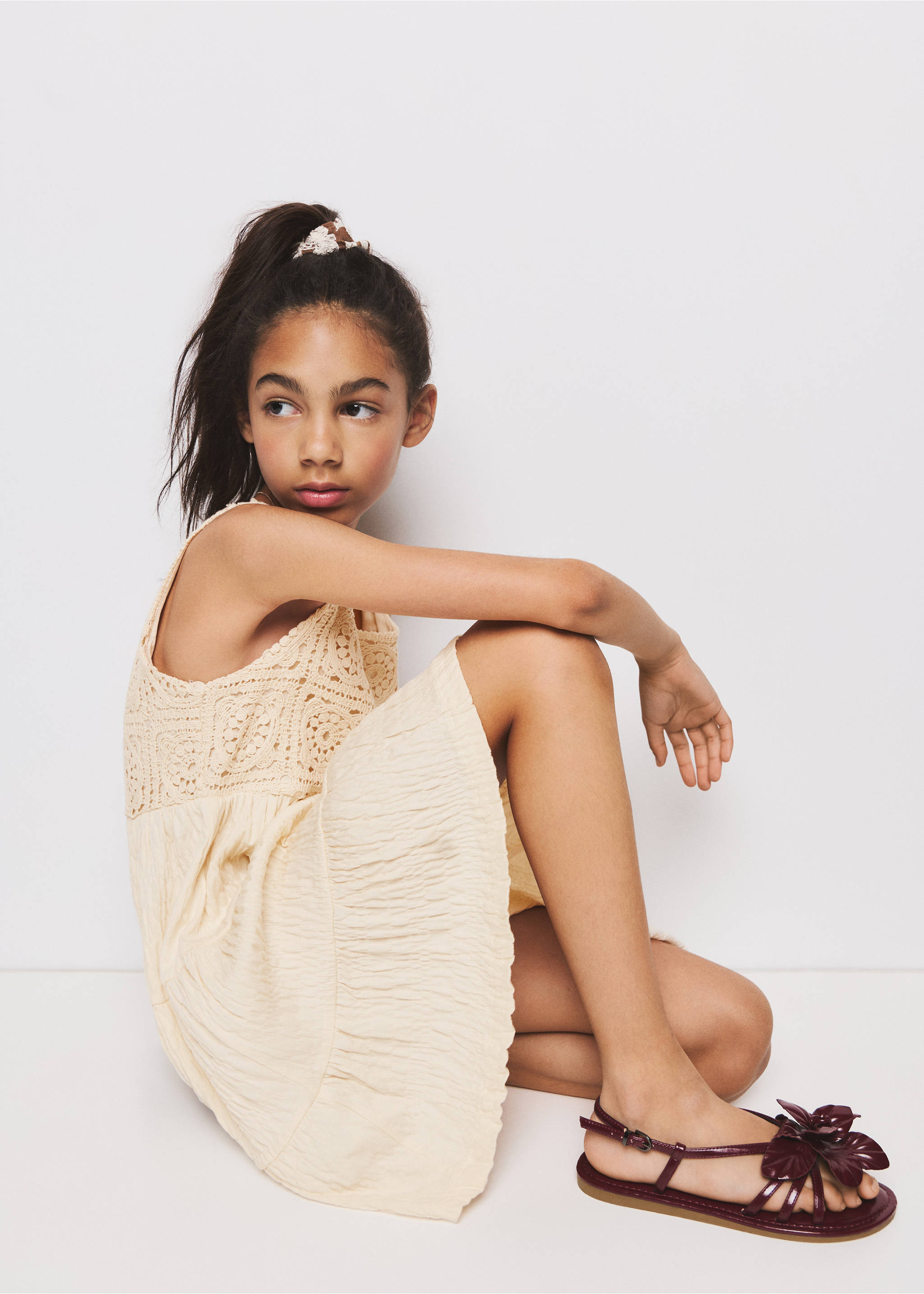 Robe texturée broderies - Détail de l'article 2, Écru. Ref: 27046361-00.