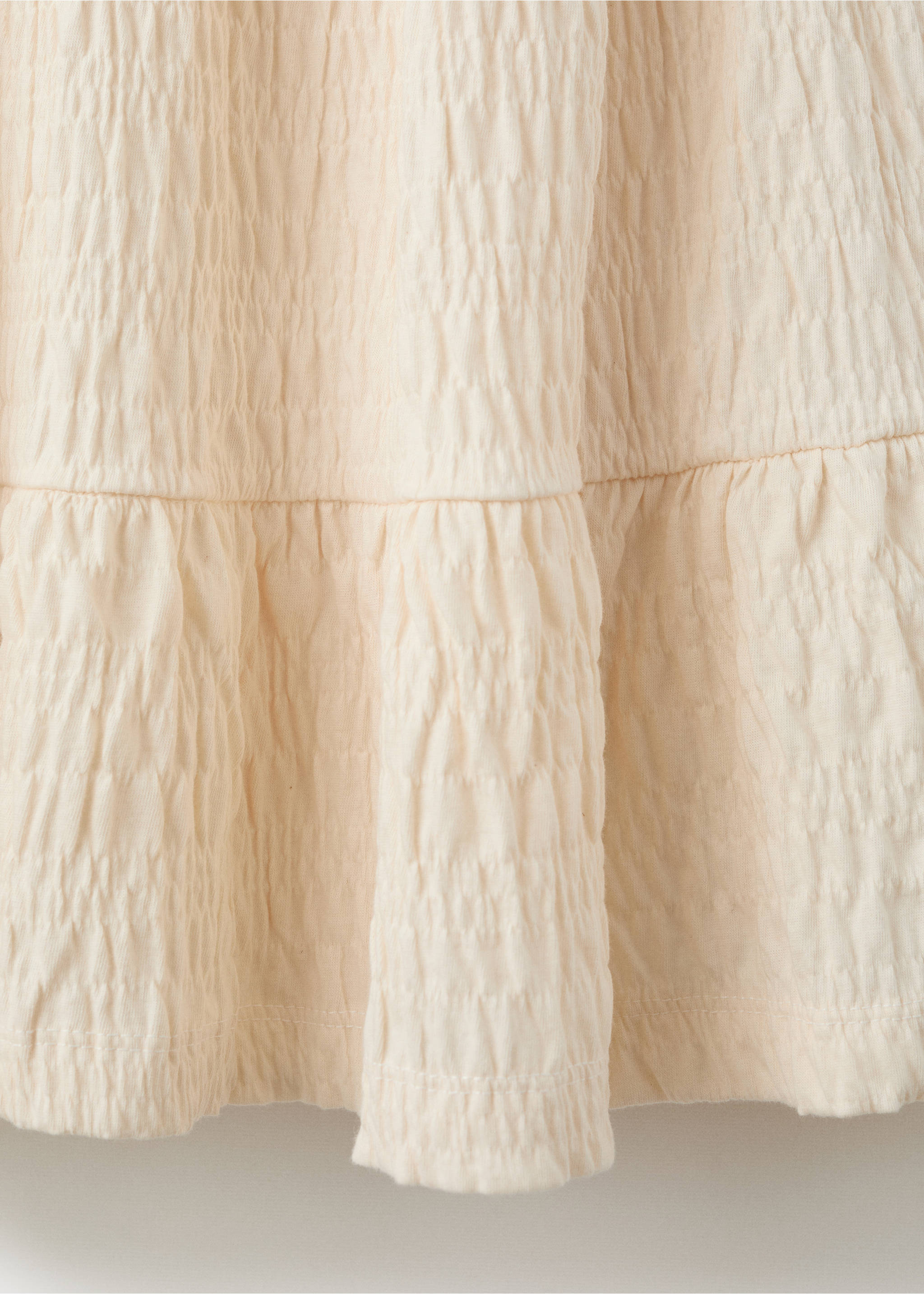 Embroidered textured dress - Details of the article 0, Ecru. Ref: 27046361-00.