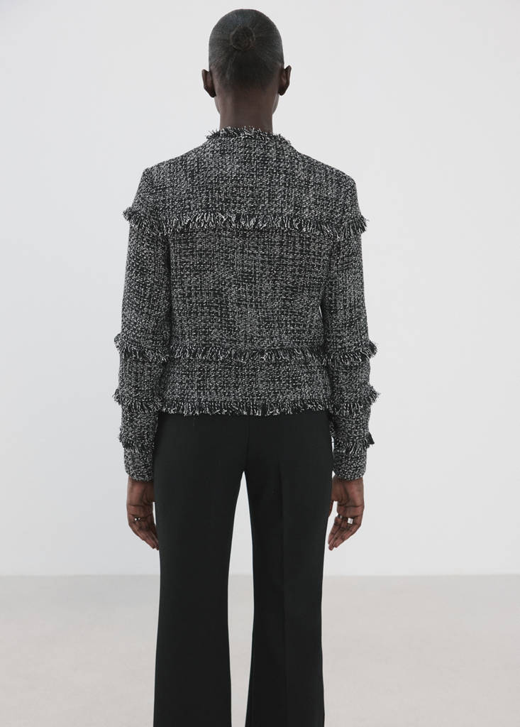 Tweed jacket with frayed ends — Black