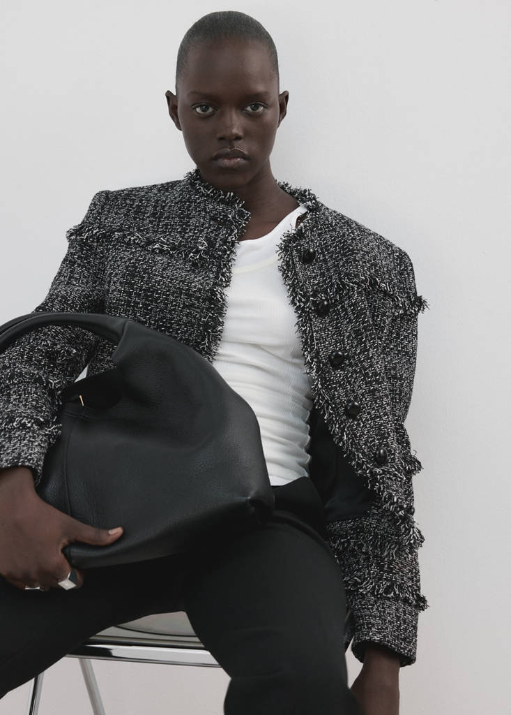 Tweed jacket with frayed ends — Black