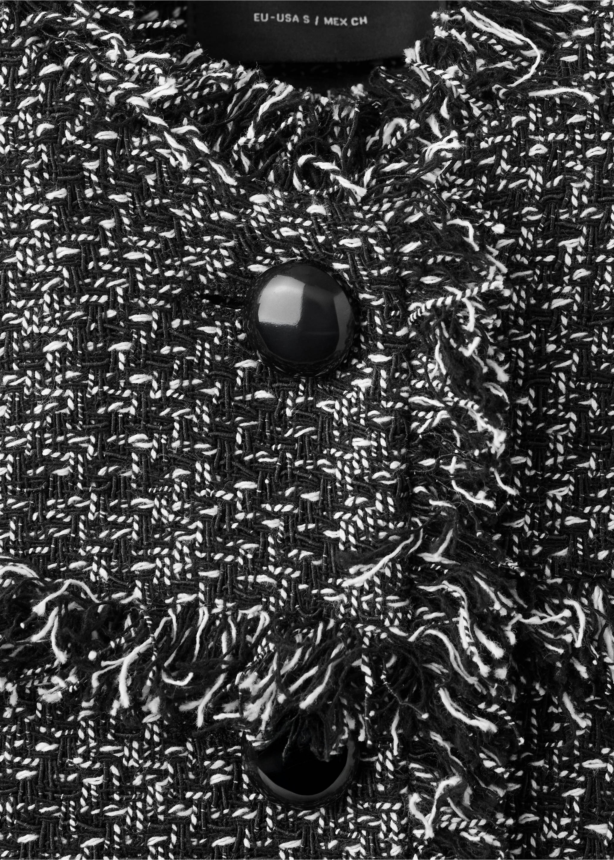 Veste tweed bords effilochés - Détail de l'article 8, Noir. Ref: 27046362-00.