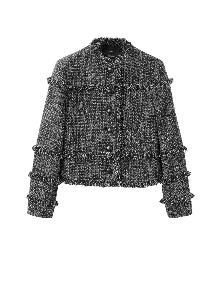 Tweed jacket with frayed ends — Black