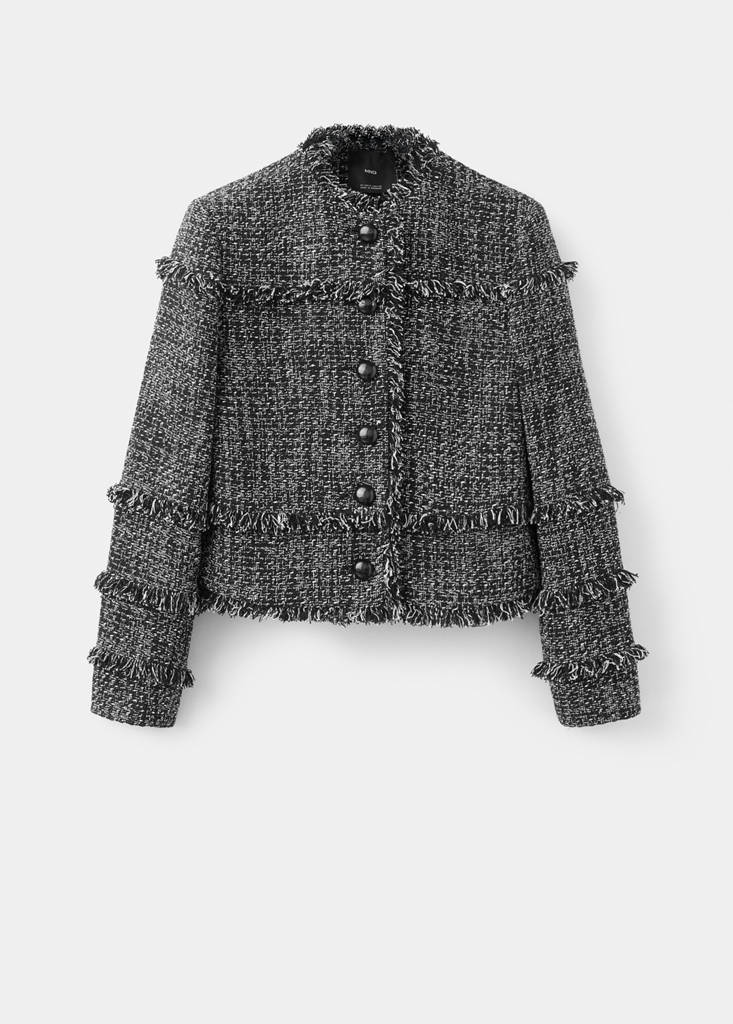 Tweed jacket with frayed ends — Black