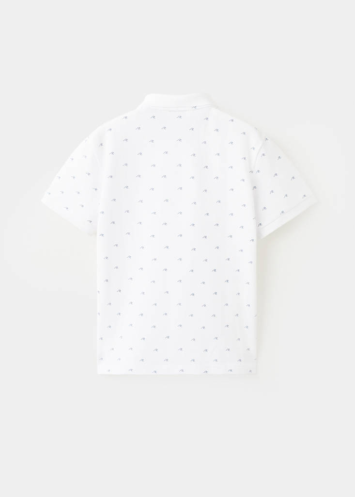 Printed cotton polo shirt — White