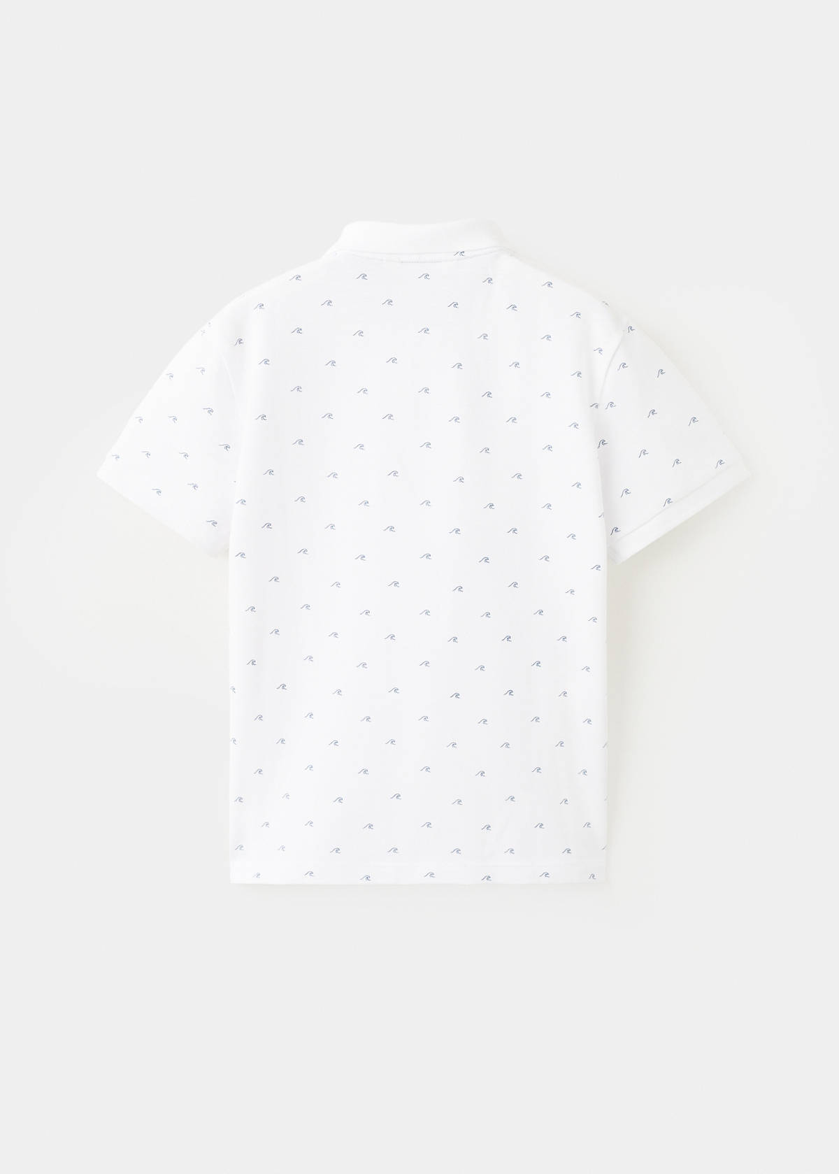 Printed cotton polo shirt — White