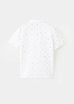 Printed cotton polo shirt — White 3