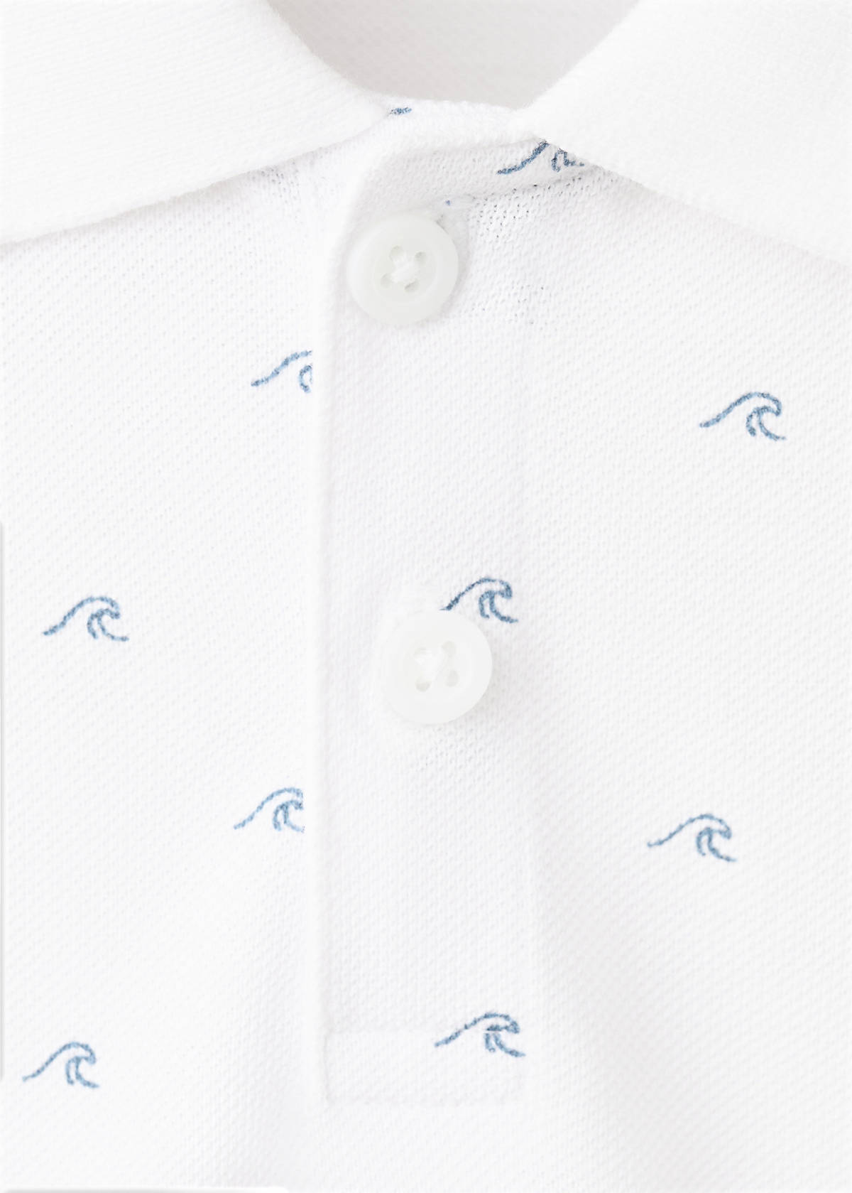 Printed cotton polo shirt — White