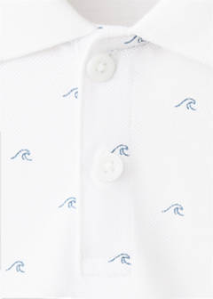 Printed cotton polo shirt — White 2