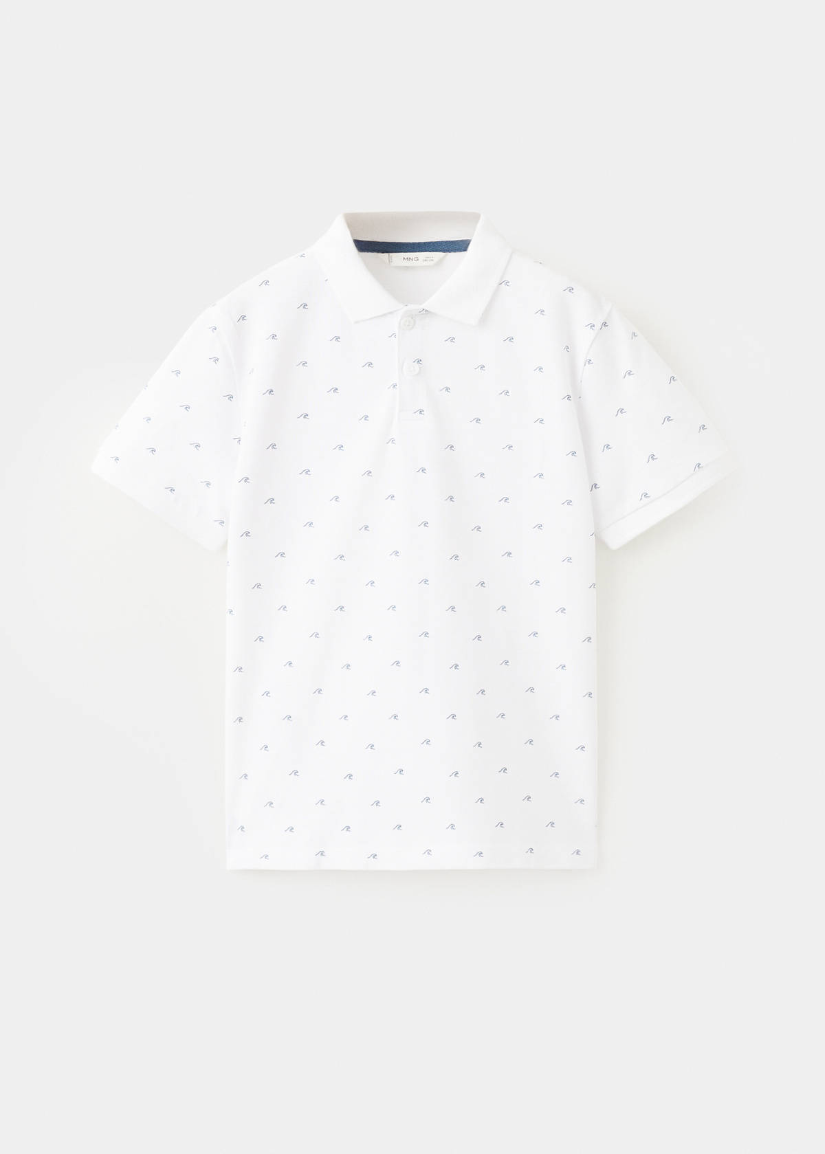 Printed cotton polo shirt — White