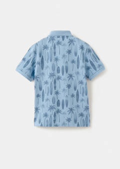 Printed cotton polo shirt — Sky Blue 3