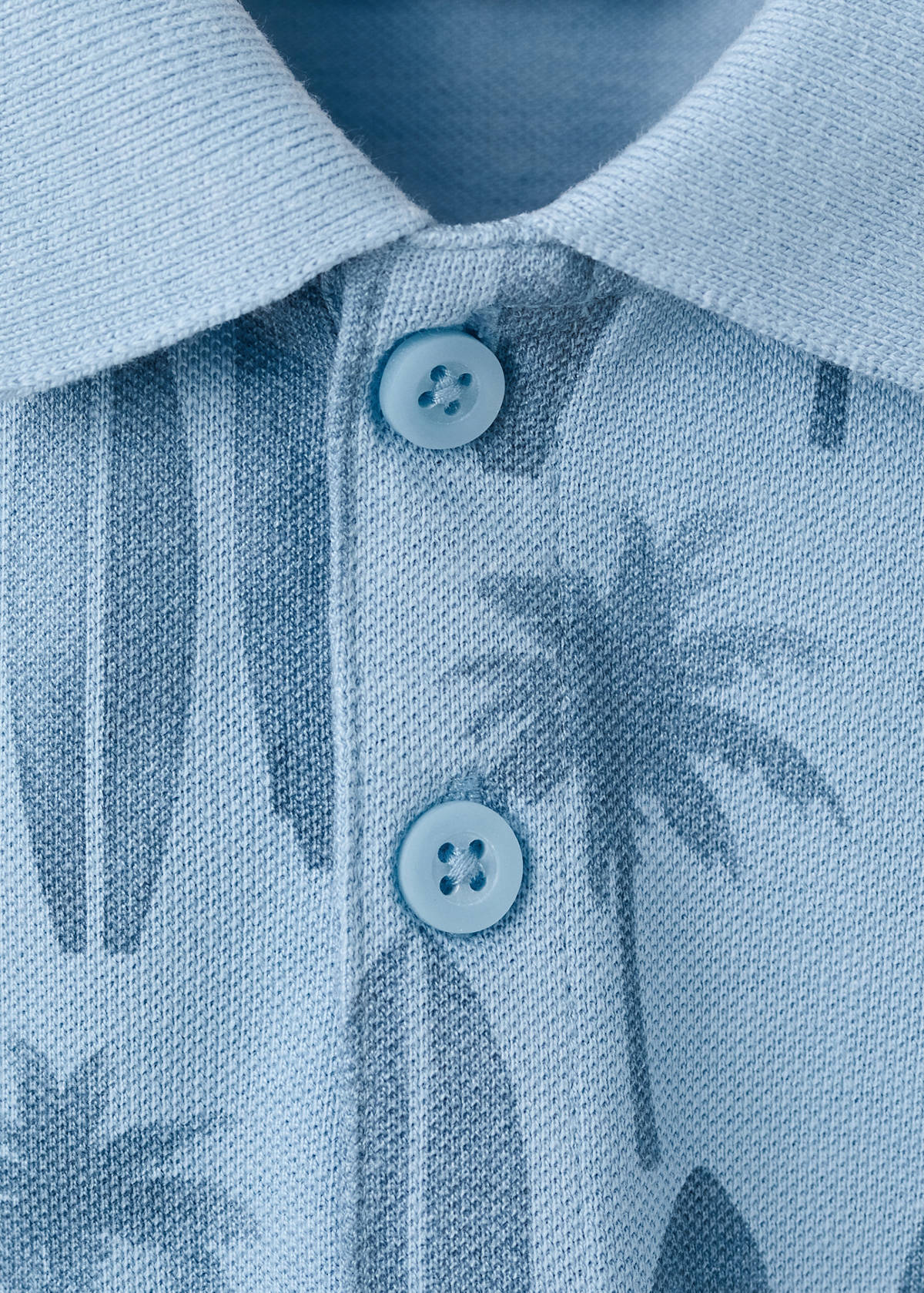 Printed cotton polo shirt — Sky Blue
