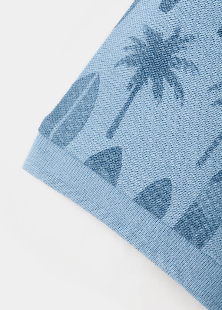 Printed cotton polo shirt — Sky Blue