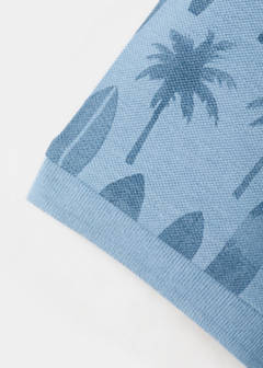 Printed cotton polo shirt — Sky Blue 4