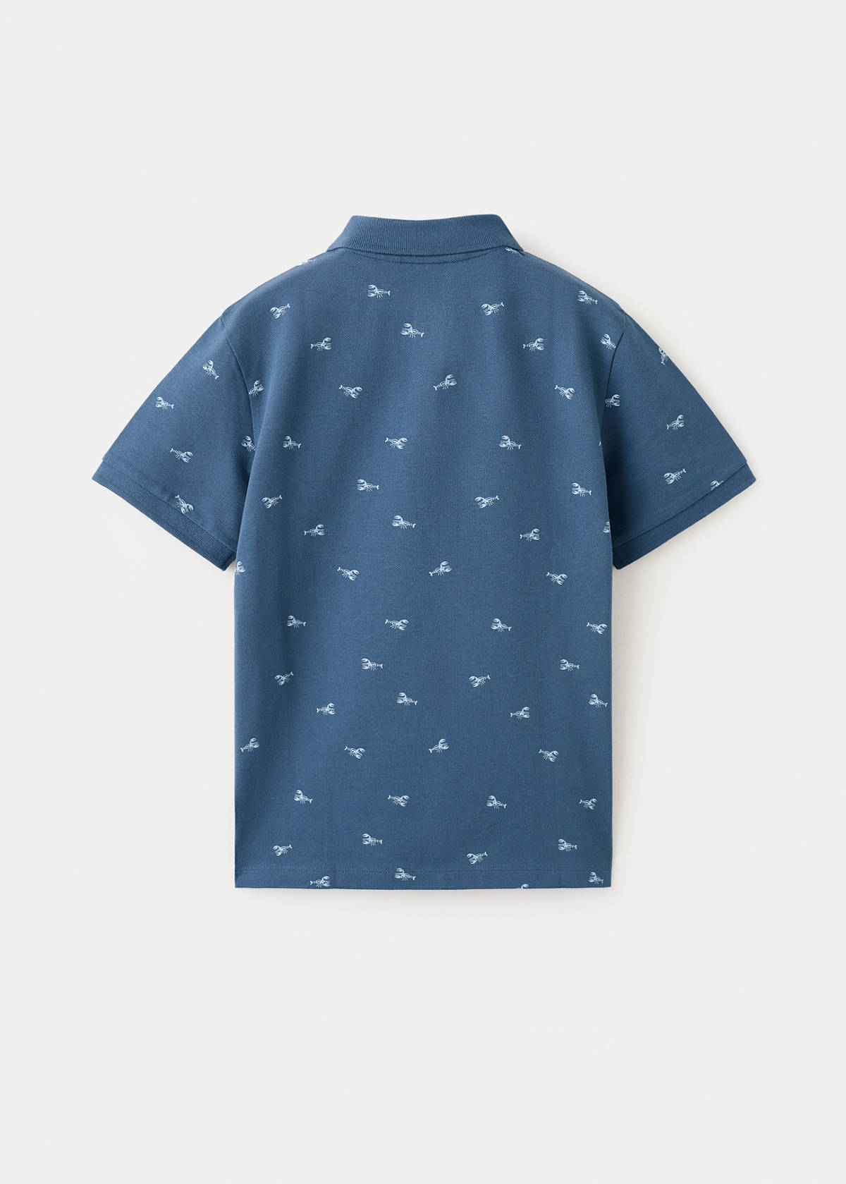 Printed cotton polo shirt — Blue