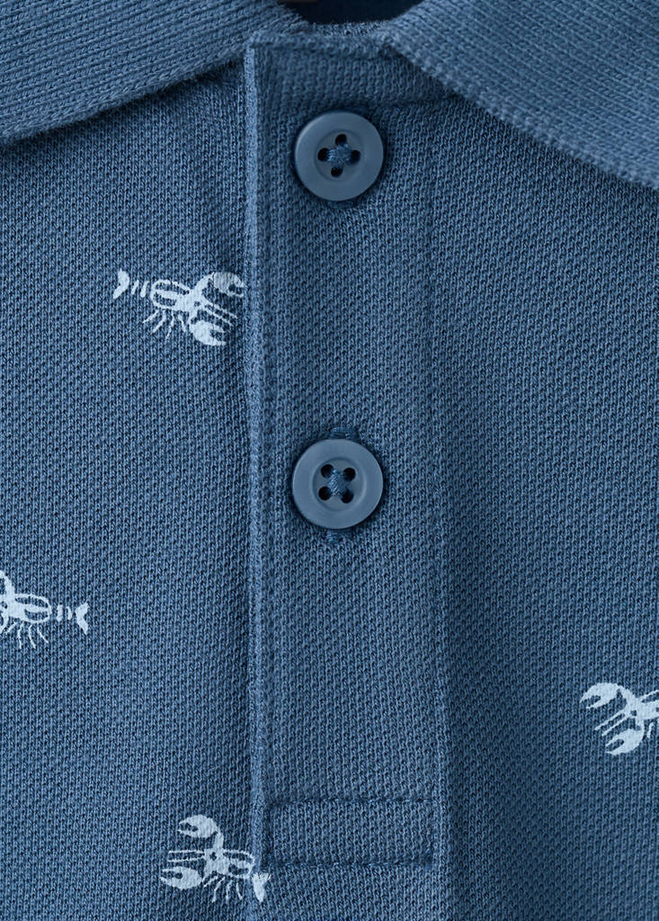 Printed cotton polo shirt — Blue