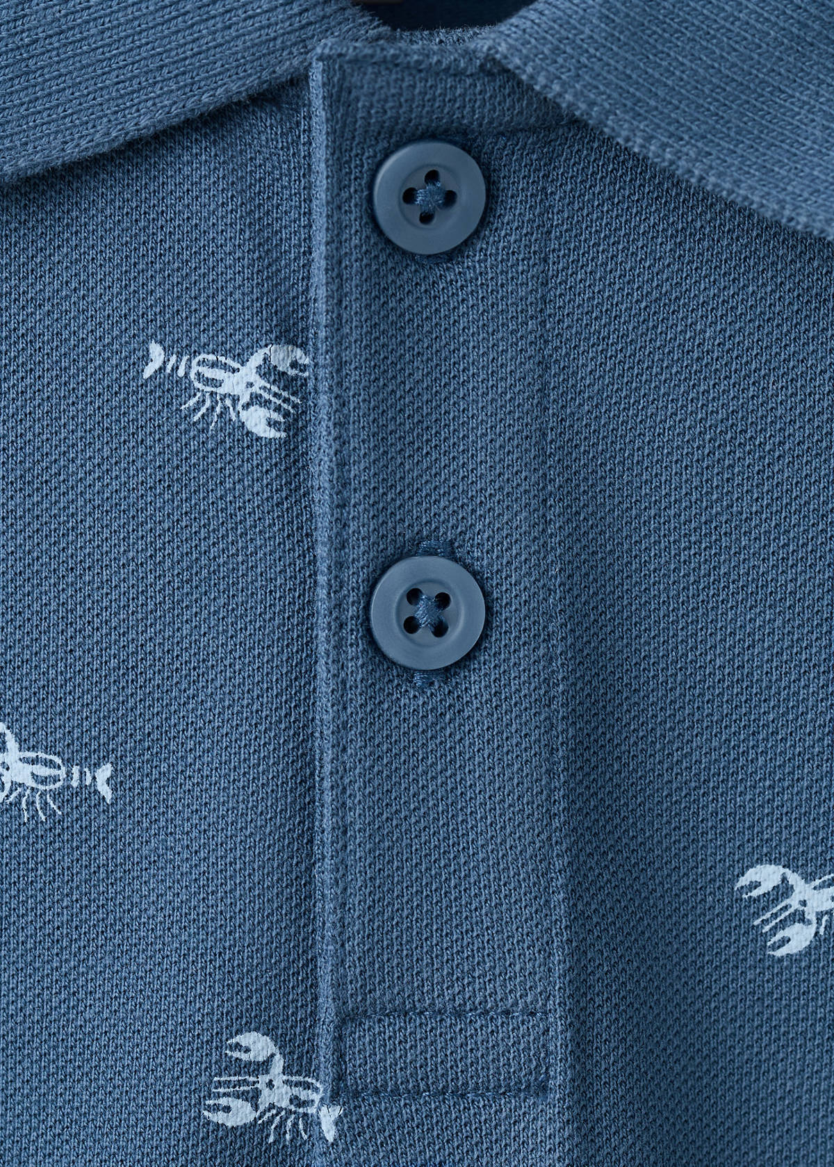 Printed cotton polo shirt — Blue