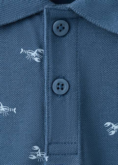 Printed cotton polo shirt — Blue 2