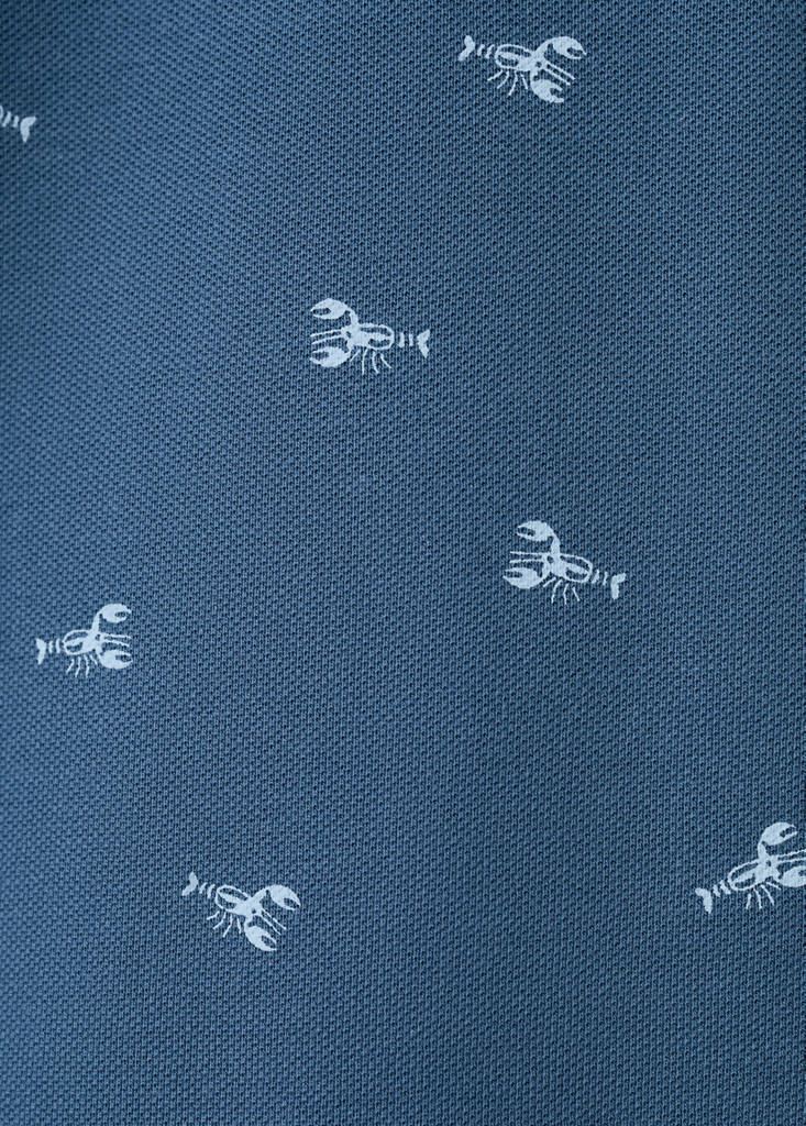 Printed cotton polo shirt — Blue