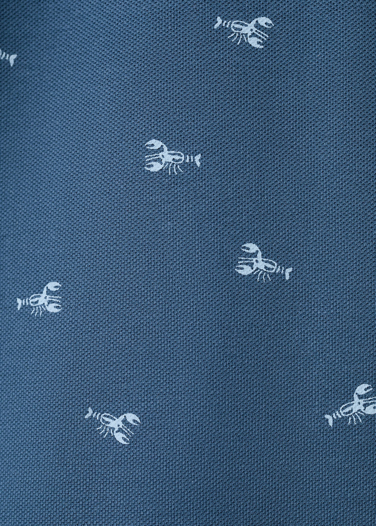 Printed cotton polo shirt — Blue