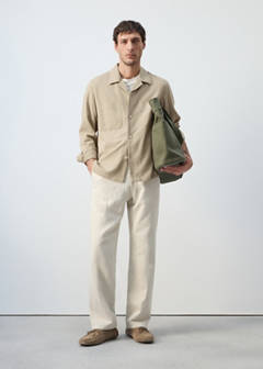 Bowling collar cotton shacket — Beige 2