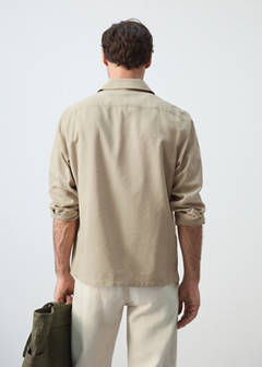 Bowling collar cotton shacket — Beige 3