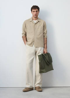 Bowling collar cotton shacket — Beige 9