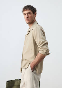 Bowling collar cotton shacket — Beige 5