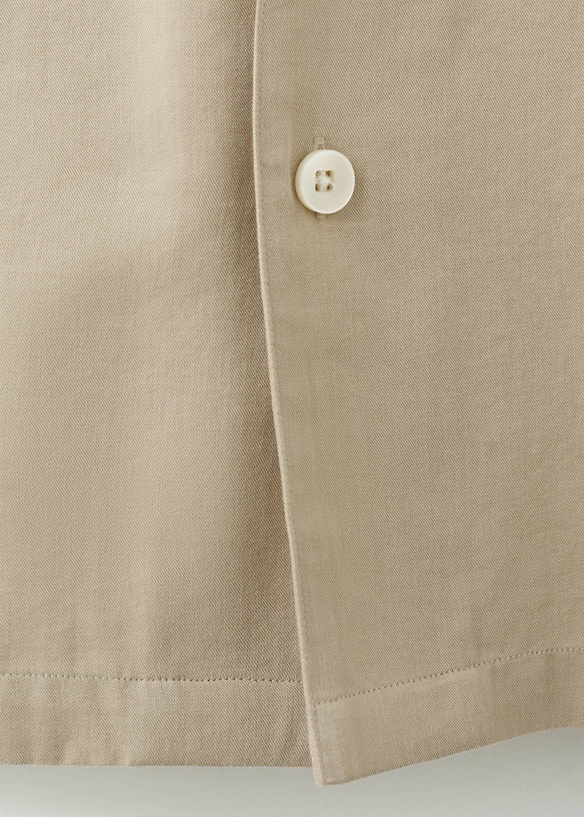 Bowling collar cotton shacket — Beige
