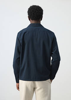 Bowling collar cotton shacket — Navy 3