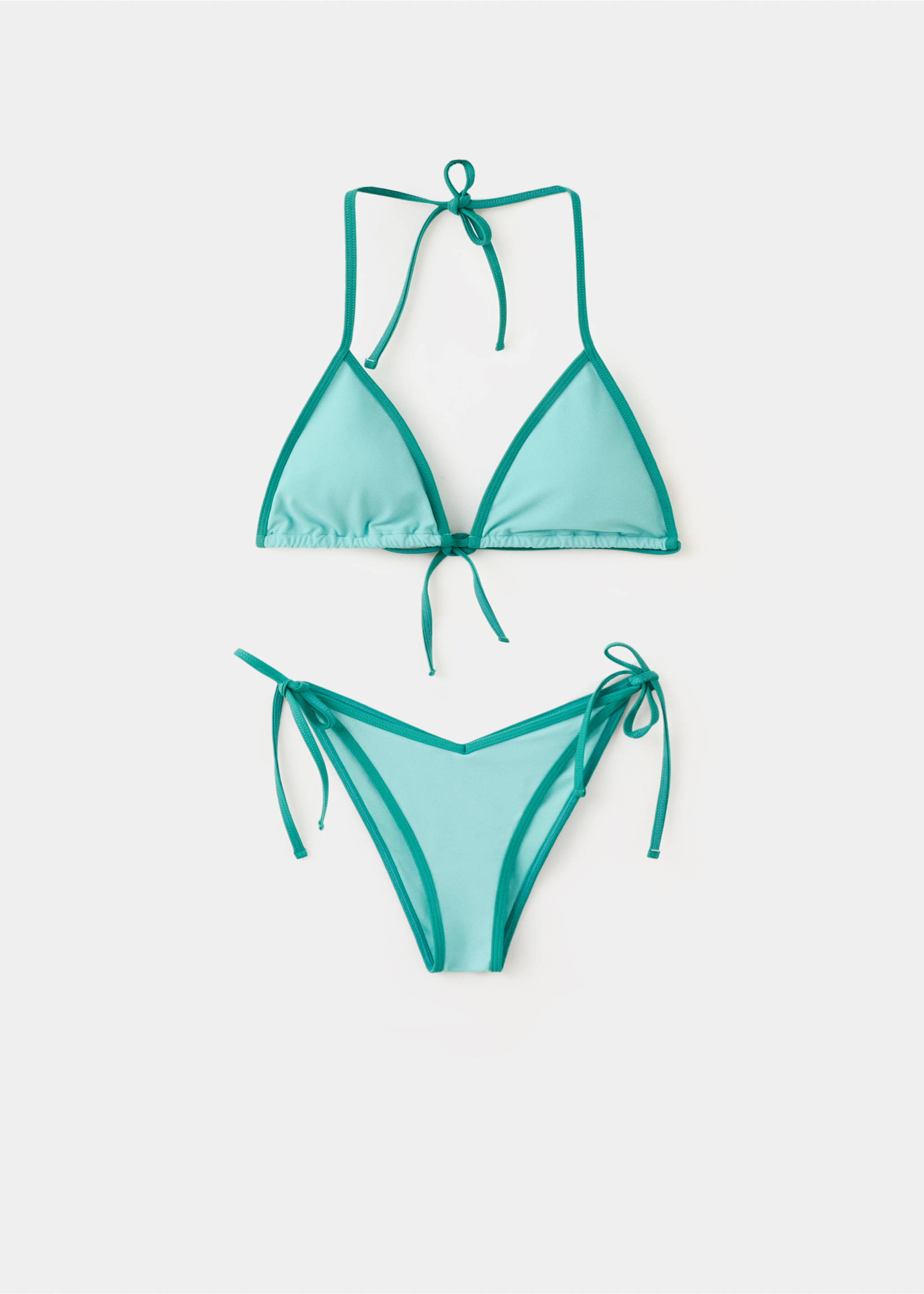 Двухцветное бикини с плавками бразилиана - Изделие без модели, Бирюзовый. Ref: 27046712-00.