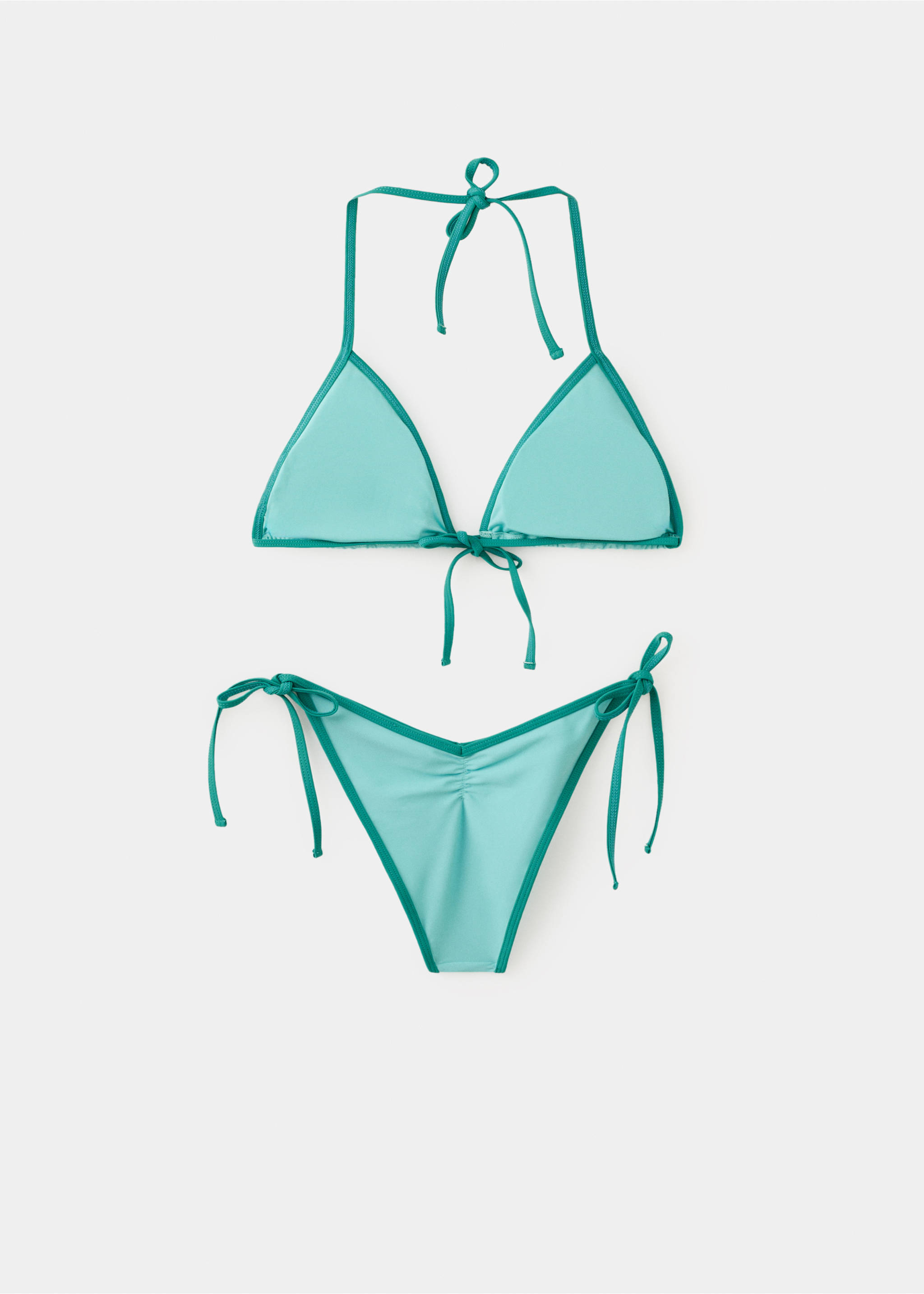 Двухцветное бикини с плавками бразилиана - Обратная сторона изделия, Бирюзовый. Ref: 27046712-00.