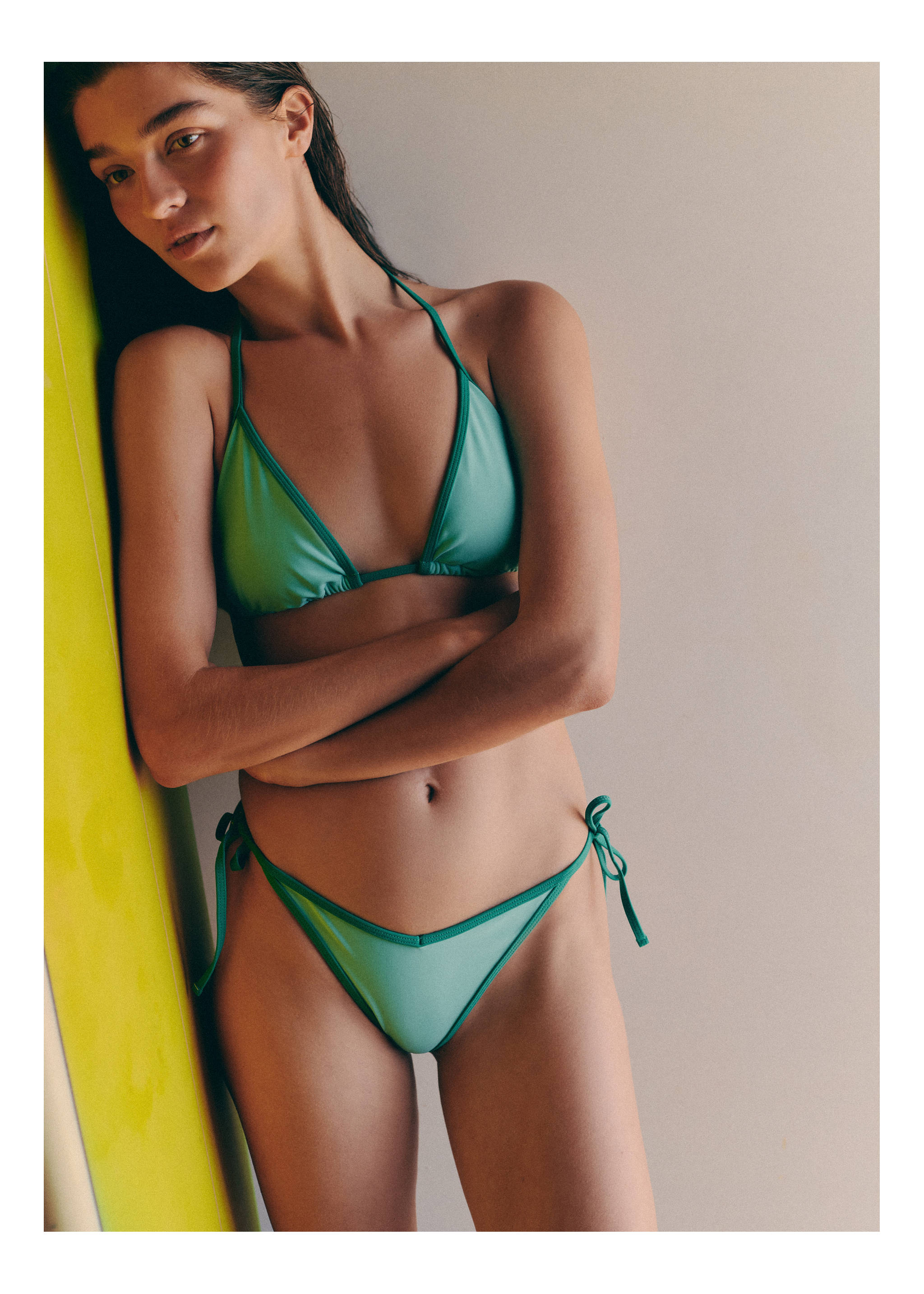 Bicolour Brazilian bikini bottoms - General plane, Turquoise. Ref: 27046712-01.