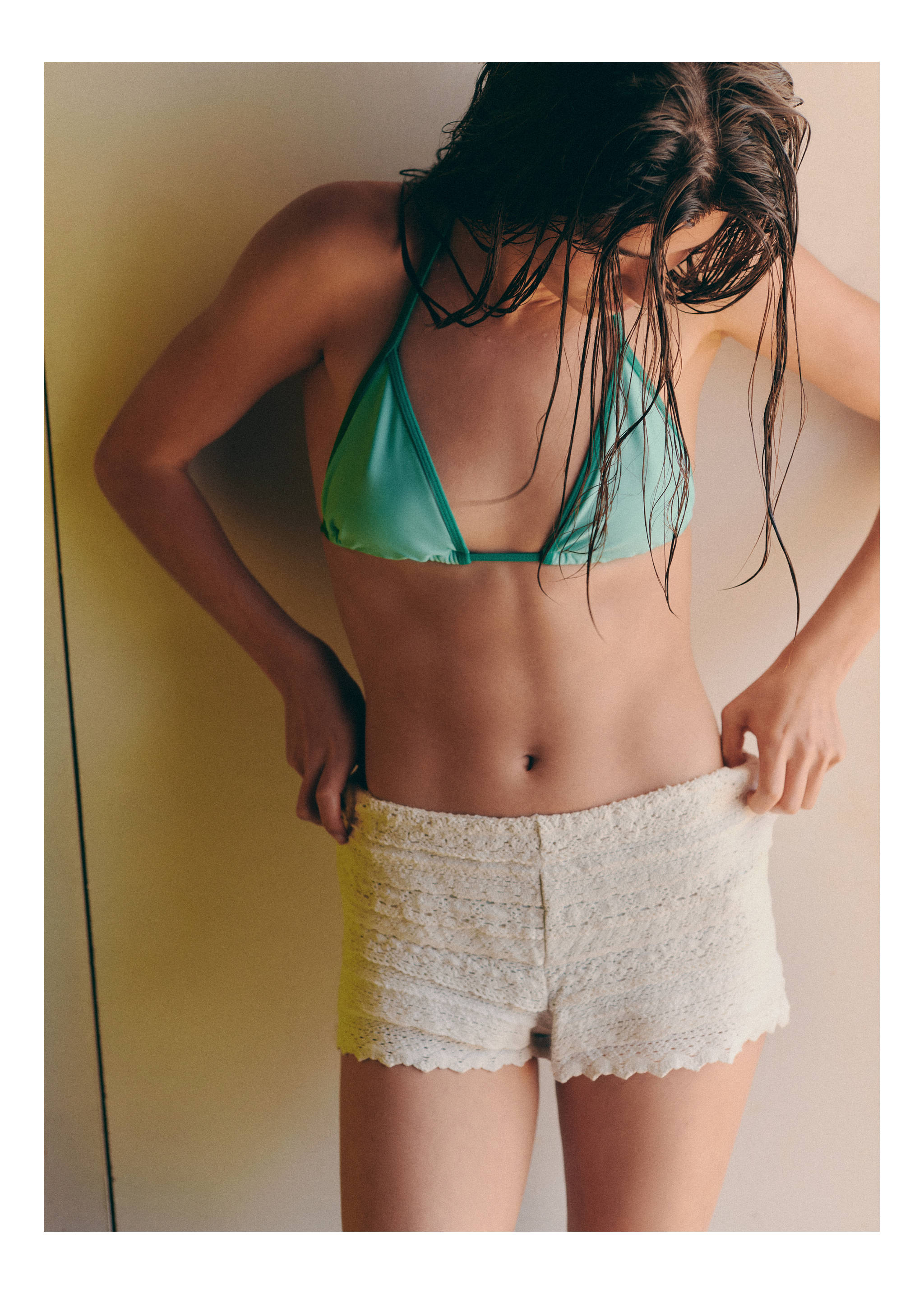 Bicolour Brazilian bikini bottoms - Medium plane, Turquoise. Ref: 27046712-01.