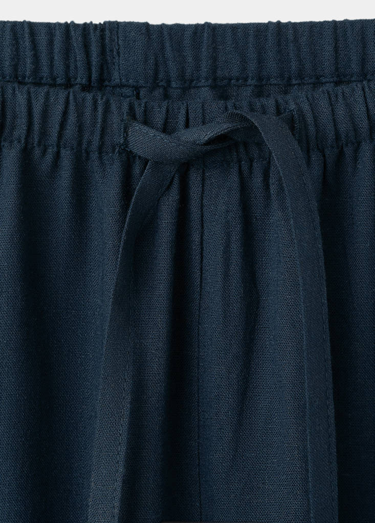 Straight linen-blend trousers — Navy