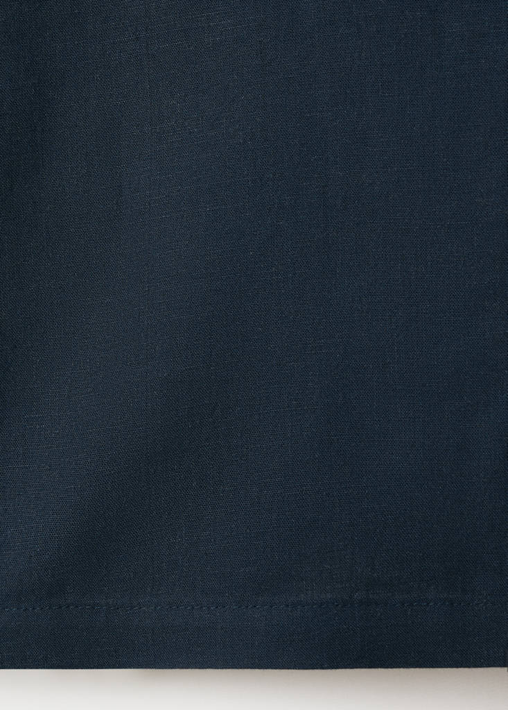 Straight linen-blend trousers — Navy