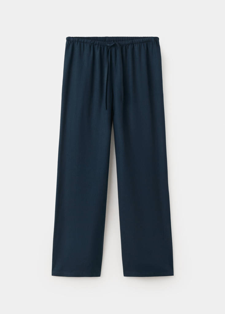 Straight linen-blend trousers — Navy