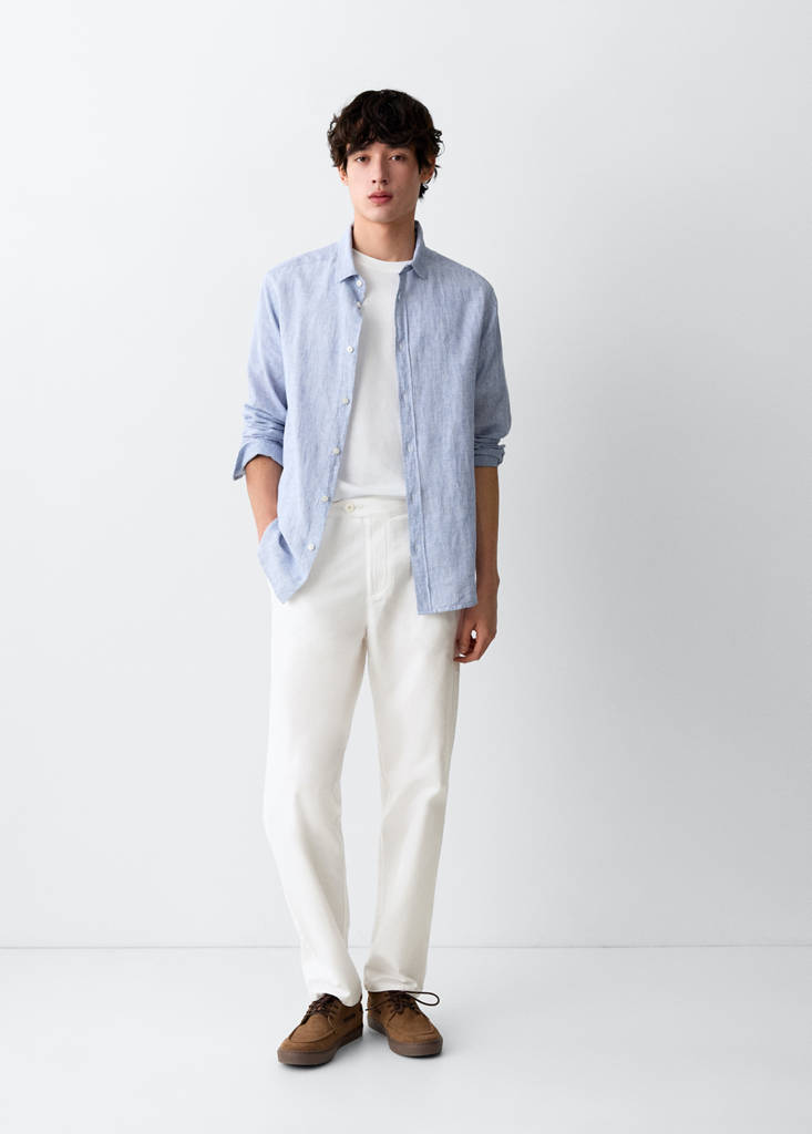 Straight-leg linen-cotton blend trousers — Off White